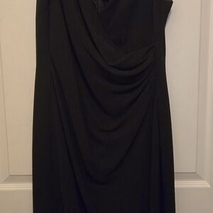 Jones New York Black Midi Dress with Draped Front